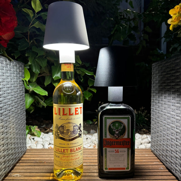 UpcyLuxe | Stilvolle, dimmbare, wiederaufladbare Flaschen-Lampe
