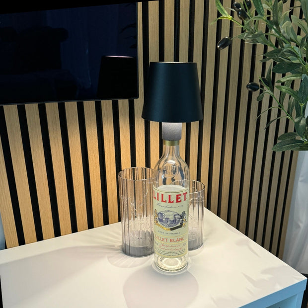 UpcyLuxe | Stilvolle, dimmbare, wiederaufladbare Flaschen-Lampe